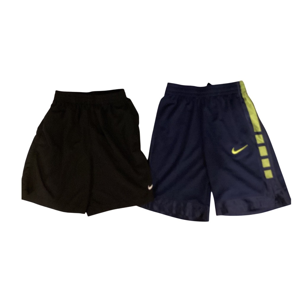 Nike Kids Dri-FIT Athletic Shorts Bundle Black Navy Blue Lime Green Size Large